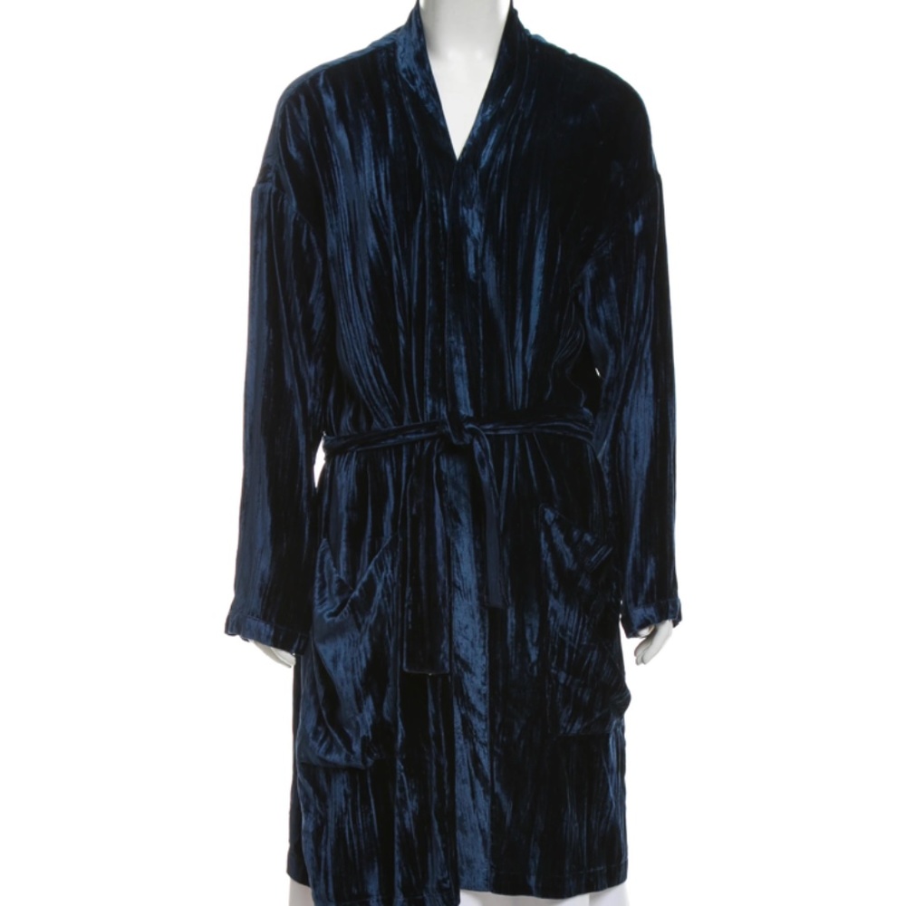 A.O.T.C. Silk Blue Crushed Velvet Robe Medium M